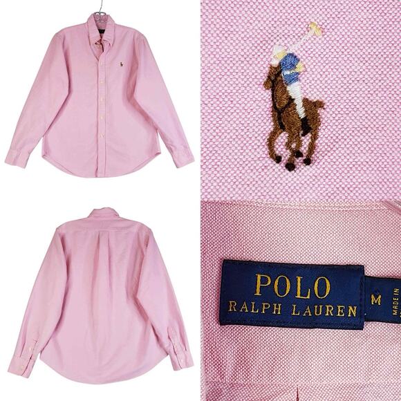 Polo Ralph Lauren Shirt Men's Size Medium M Oxford Pink Solid Button Down - Picture 1 of 8